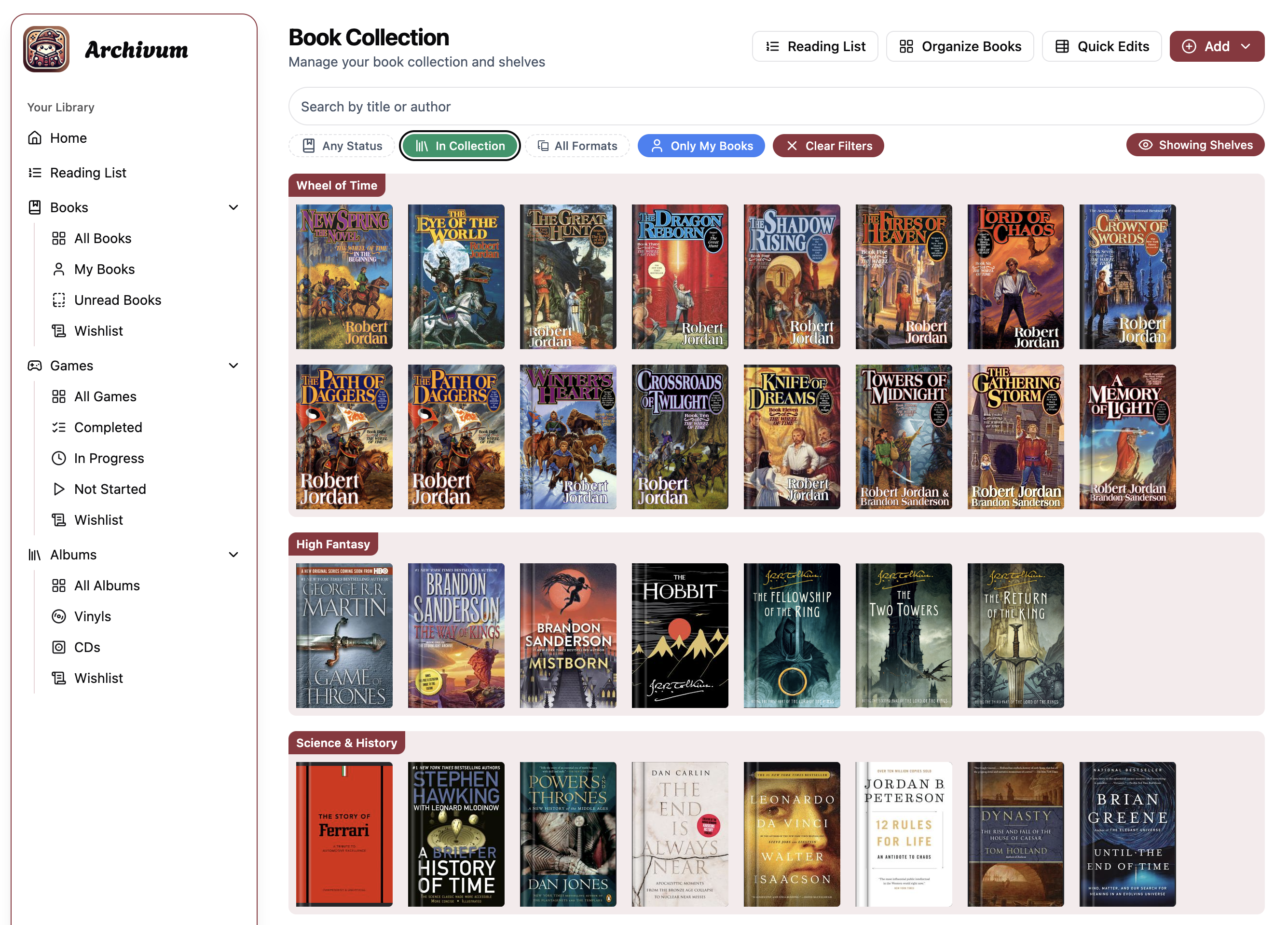 Easily track what books, vinyls, CDs, and video games you own